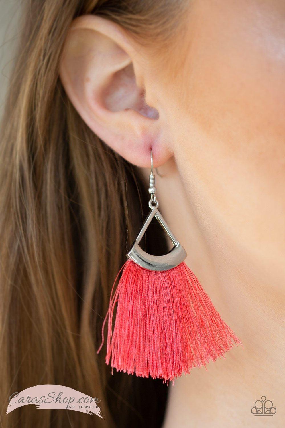 Tassel Tuesdays - Coral Fringe Earrings - Paparazzi Accessories- lightbox - CarasShop.com - Paparazzi Jewelry by Cara Jewels