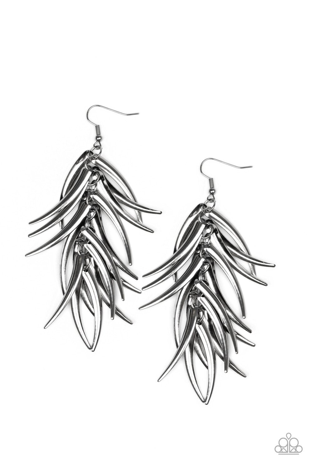 Tasseled Talons Black Gunmetal Earrings - Paparazzi Accessories- lightbox - CarasShop.com - Paparazzi Jewelry by Cara Jewels