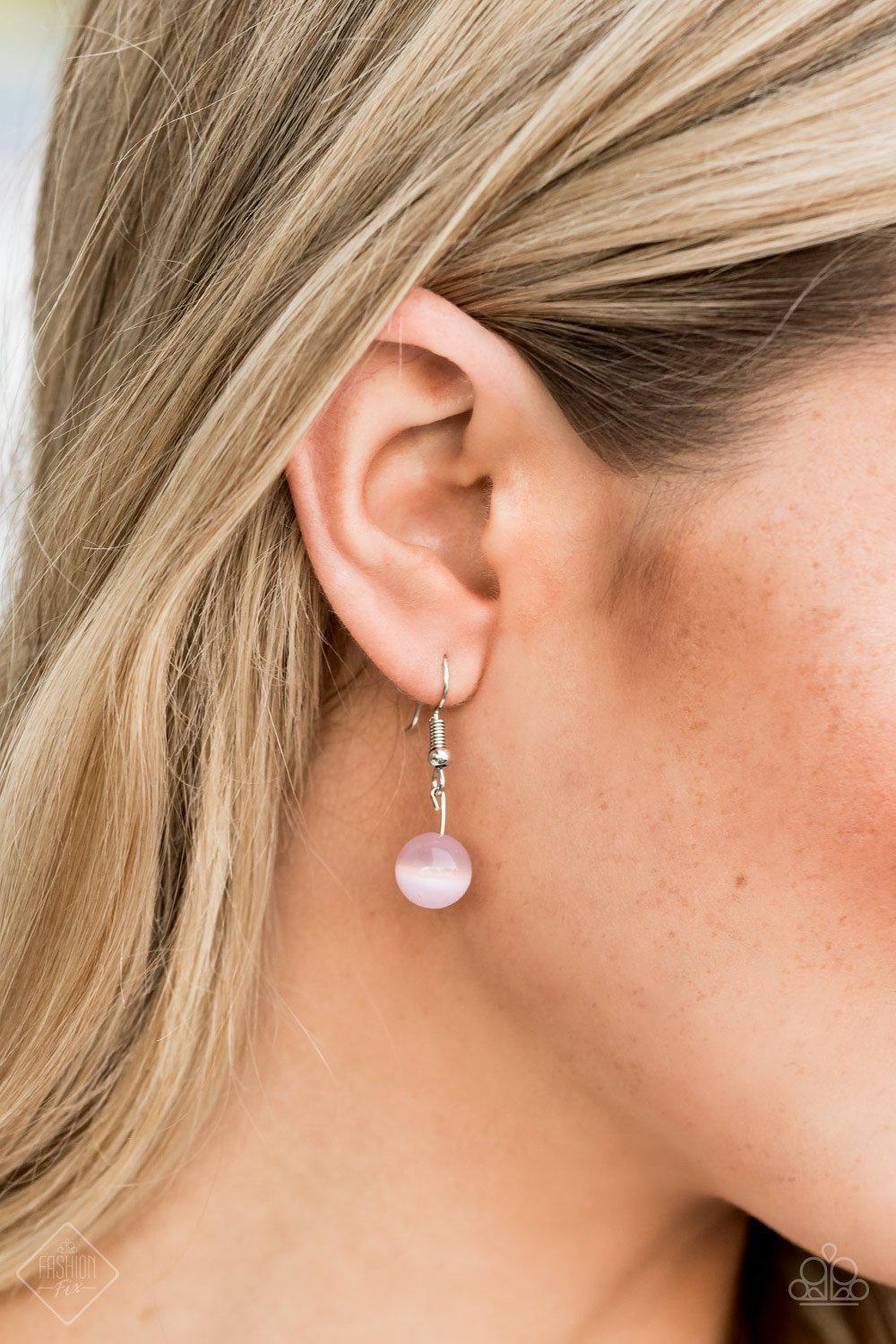 Tasseled Tranquility Pink Moonstone Necklace - Paparazzi Accessories- on model - CarasShop.com - Paparazzi Jewelry by Cara Jewels