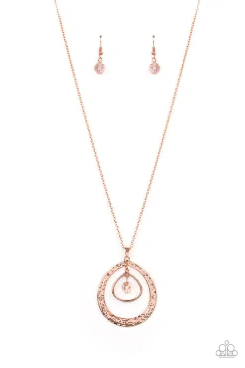 Tasteful Teardrops Copper Necklace - Paparazzi Accessories- lightbox - CarasShop.com - Paparazzi Jewelry by Cara Jewels