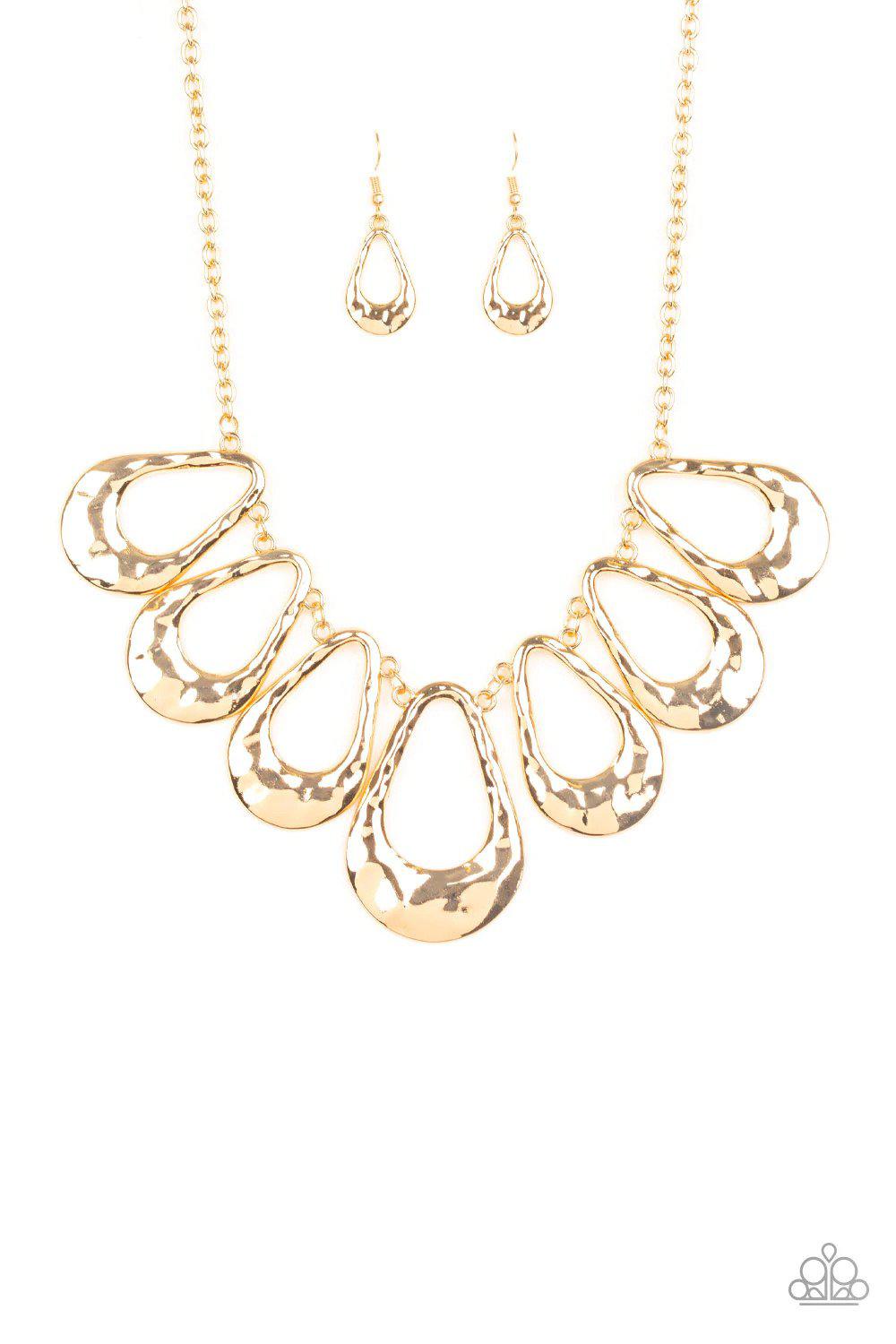 Teardrop Envy Gold Necklace - Paparazzi Accessories- lightbox - CarasShop.com - Paparazzi Jewelry by Cara Jewels
