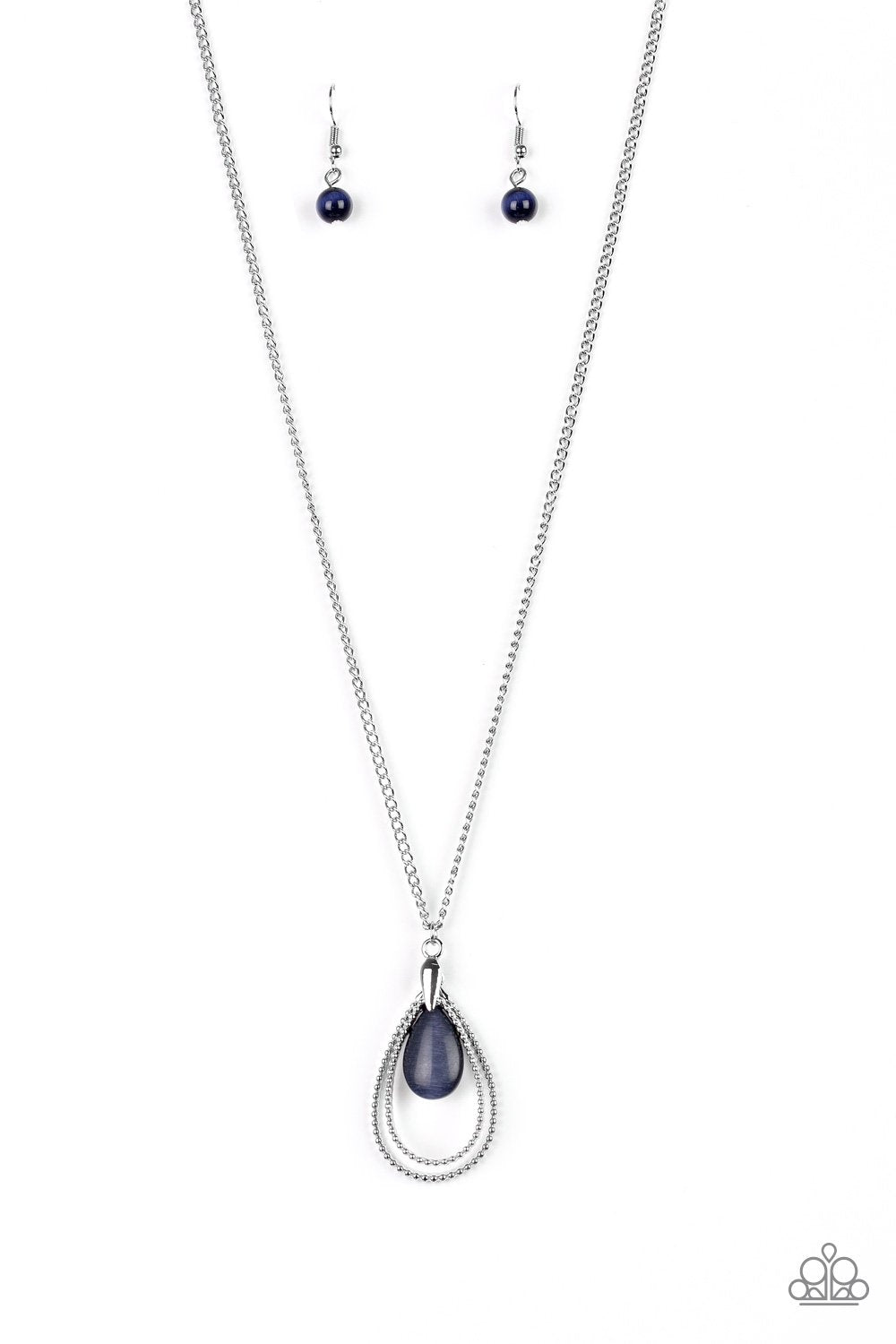 Teardrop Tranquility Blue Moonstone Pendant Necklace - Paparazzi Accessories- lightbox - CarasShop.com - Paparazzi Jewelry by Cara Jewels