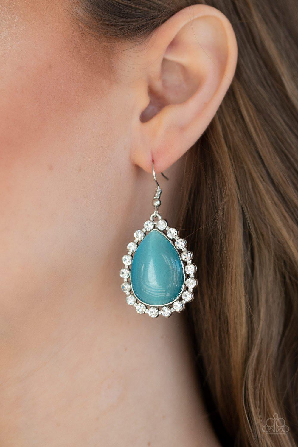 Teardrop Trendsetter Blue Cat's Eye Earrings - Paparazzi Accessories- lightbox - CarasShop.com - Paparazzi Jewelry by Cara Jewels