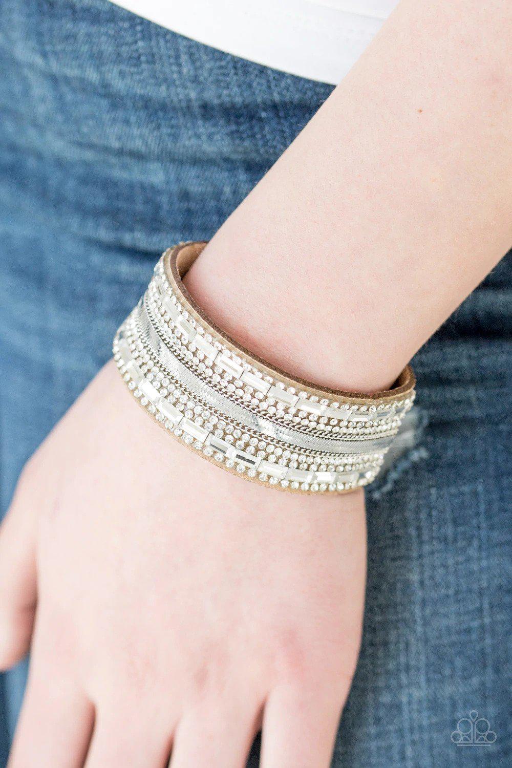 Teasingly Tomboy Brown Wrap Snap Bracelet - Paparazzi Accessories- on model - CarasShop.com - Paparazzi Jewelry by Cara Jewels