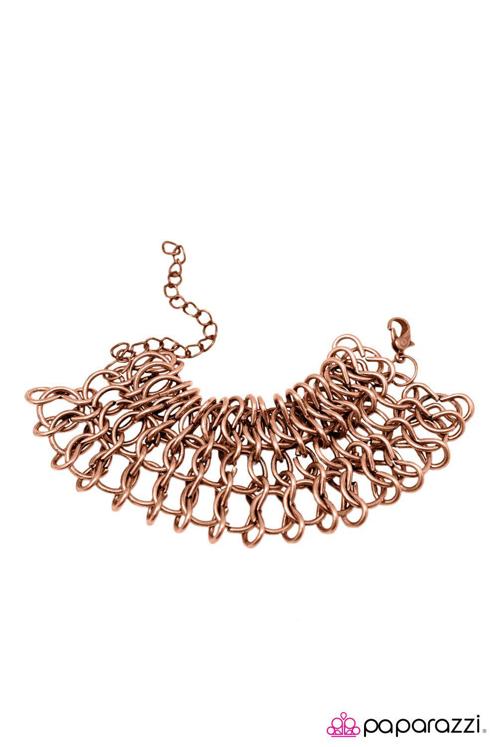 Tech Savvy Copper Bracelet - Paparazzi Accessories- on model - CarasShop.com - Paparazzi Jewelry by Cara Jewels