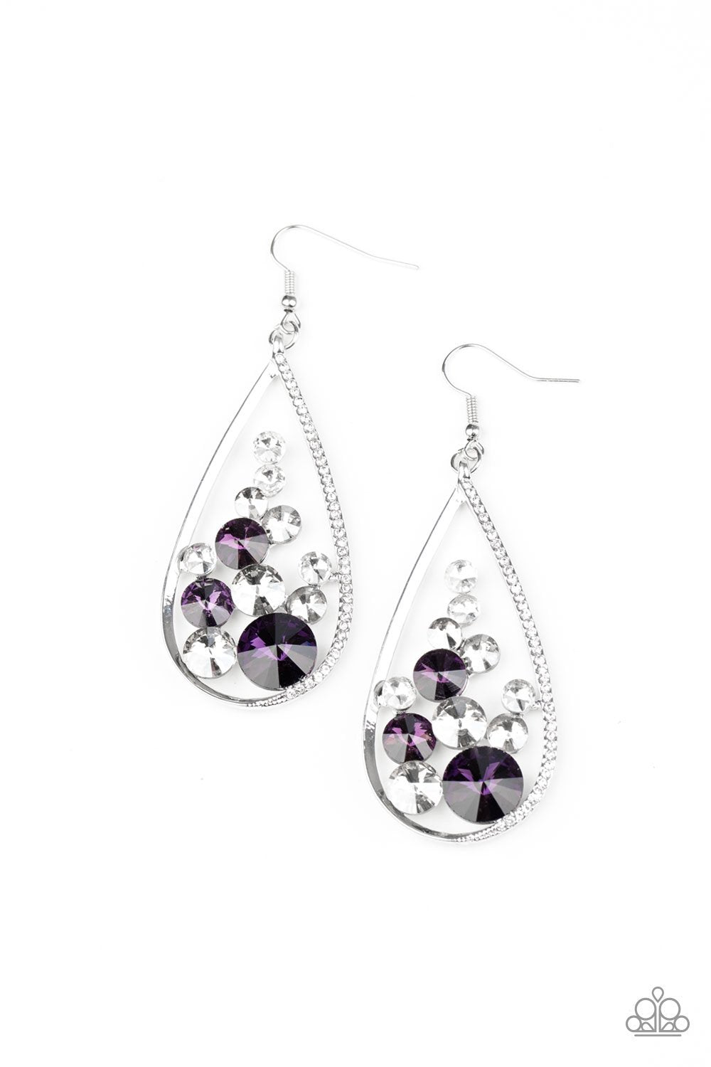 Tempest Twinkle Purple Rhinestone Earrings - Paparazzi Accessories- lightbox - CarasShop.com - Paparazzi Jewelry by Cara Jewels
