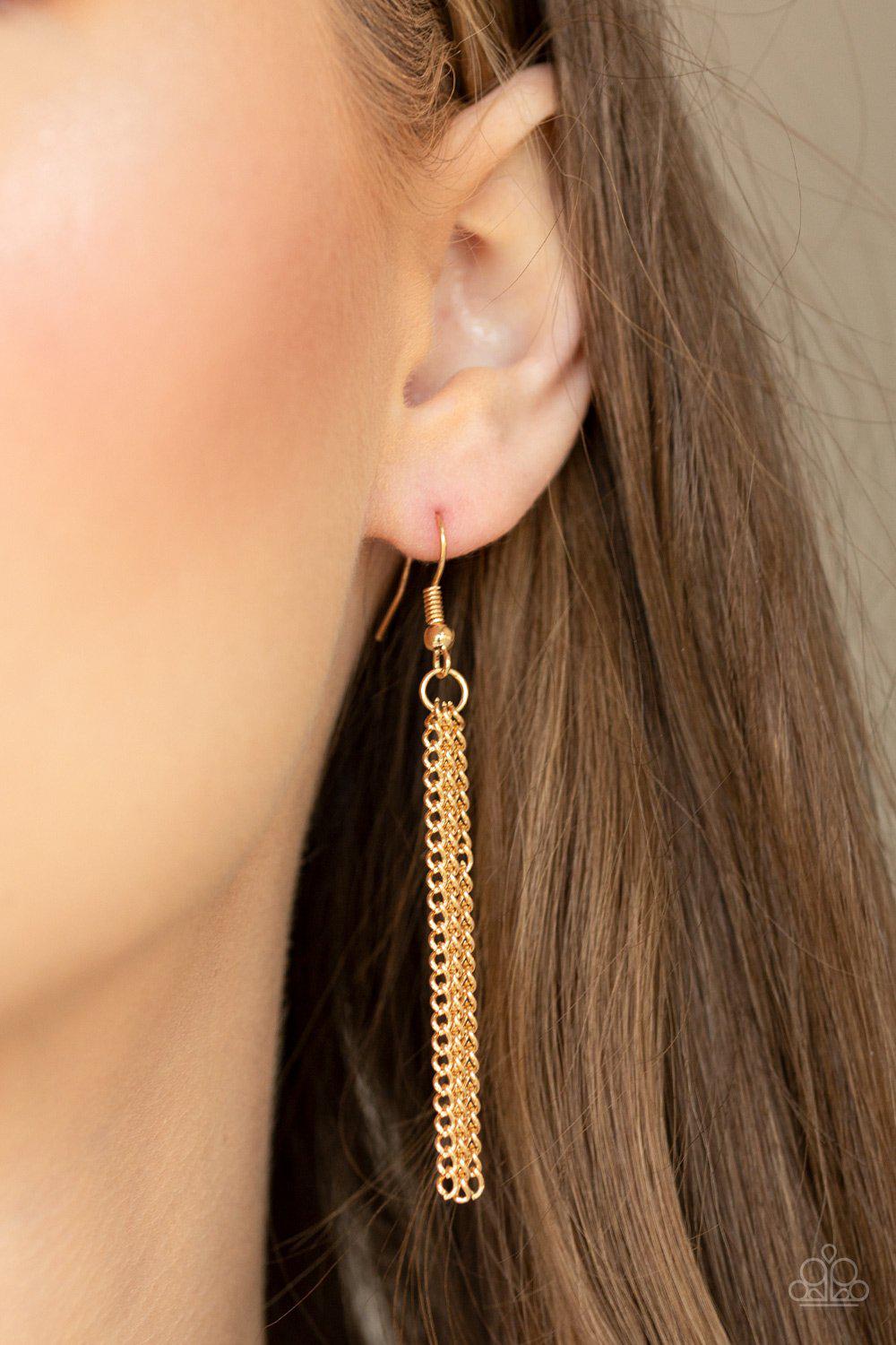 Terra Tassel Gold Necklace - Paparazzi Accessories - free matching earrings -CarasShop.com - Paparazzi Jewelry by Cara Jewels