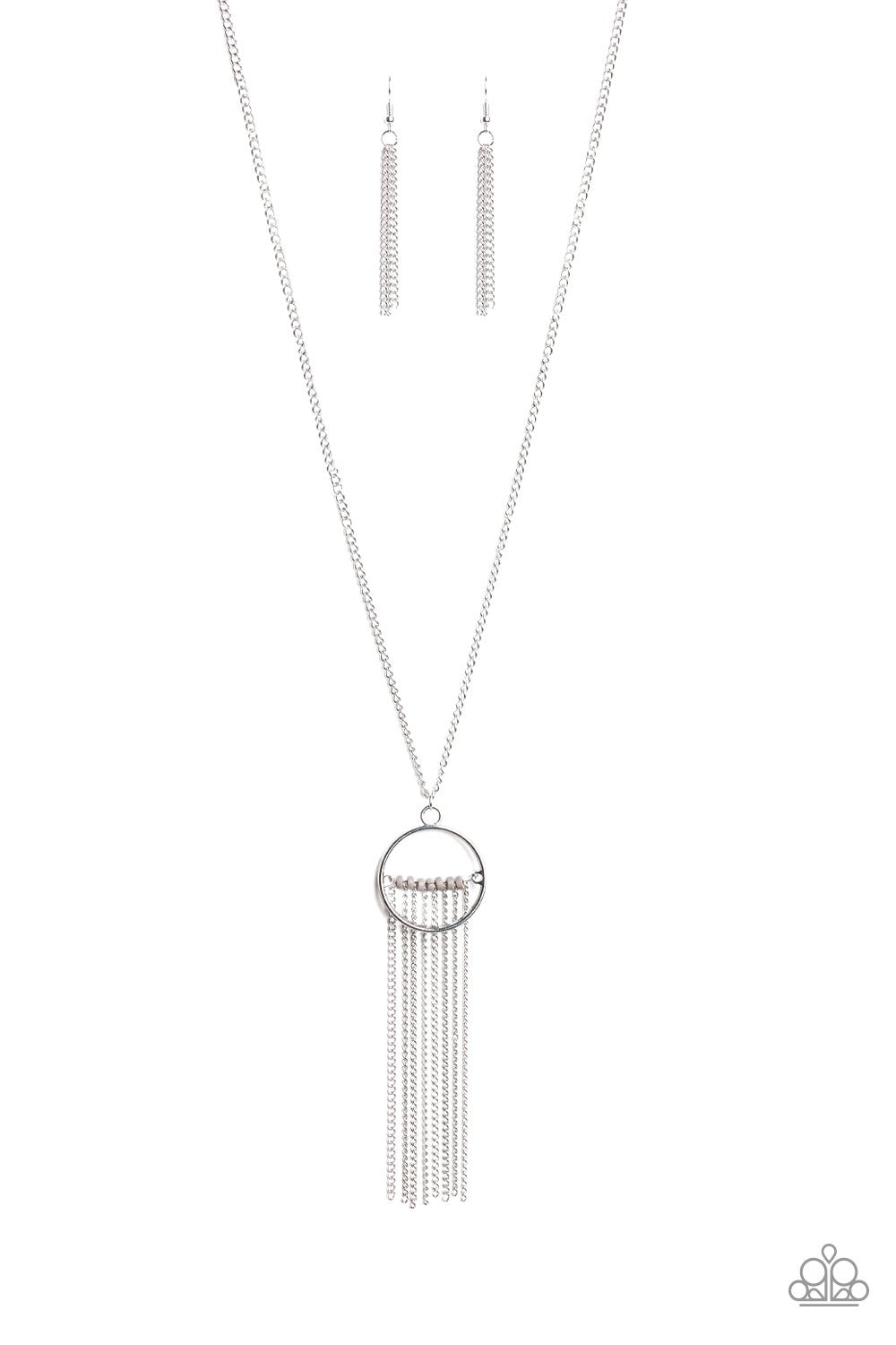 Terra Tassel Silver Necklace - Paparazzi Accessories- lightbox - CarasShop.com - Paparazzi Jewelry by Cara Jewels