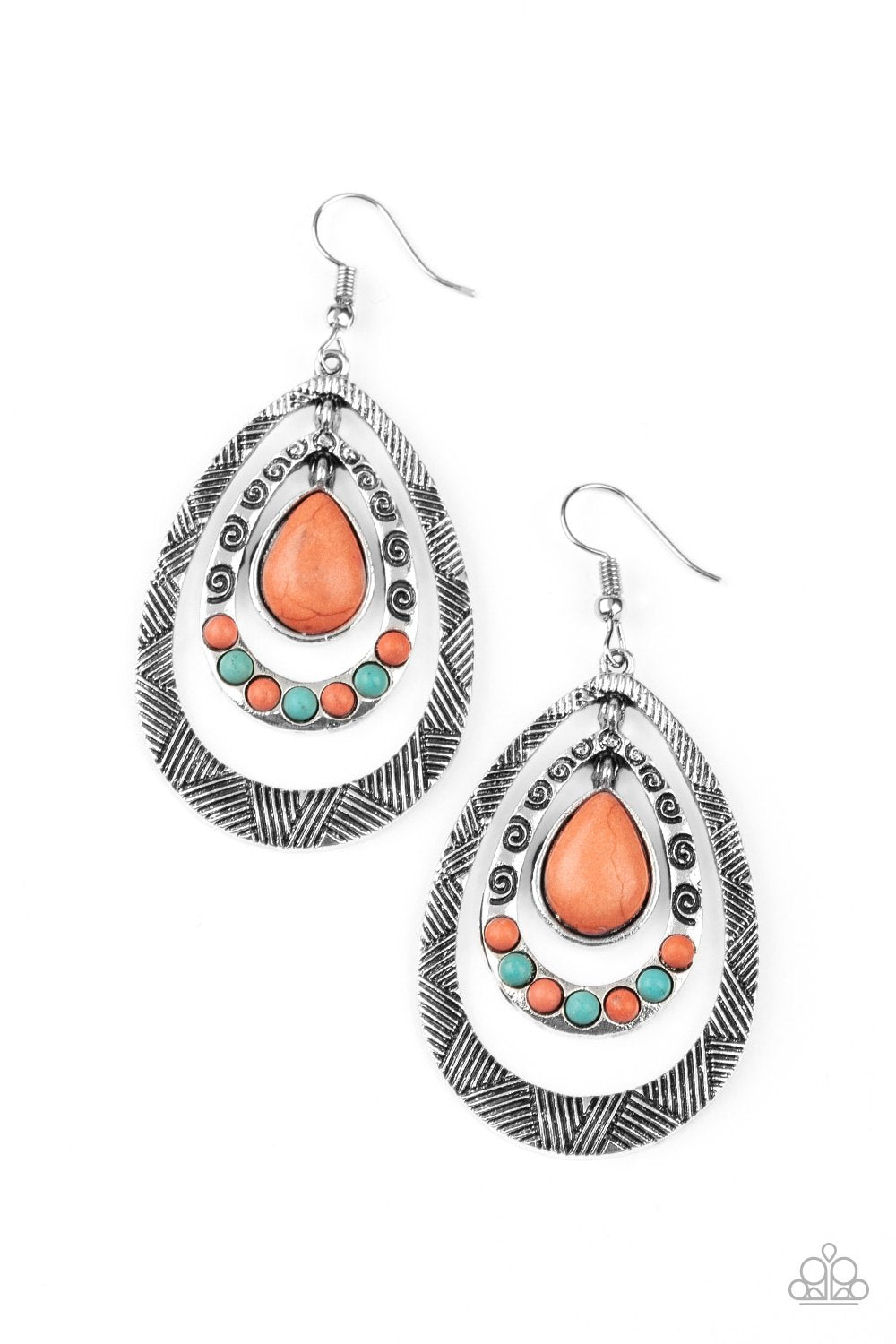 Terra Teardrops Orange Stone Earrings- Paparazzi Accessories- lightbox - CarasShop.com - Paparazzi Jewelry by Cara Jewels
