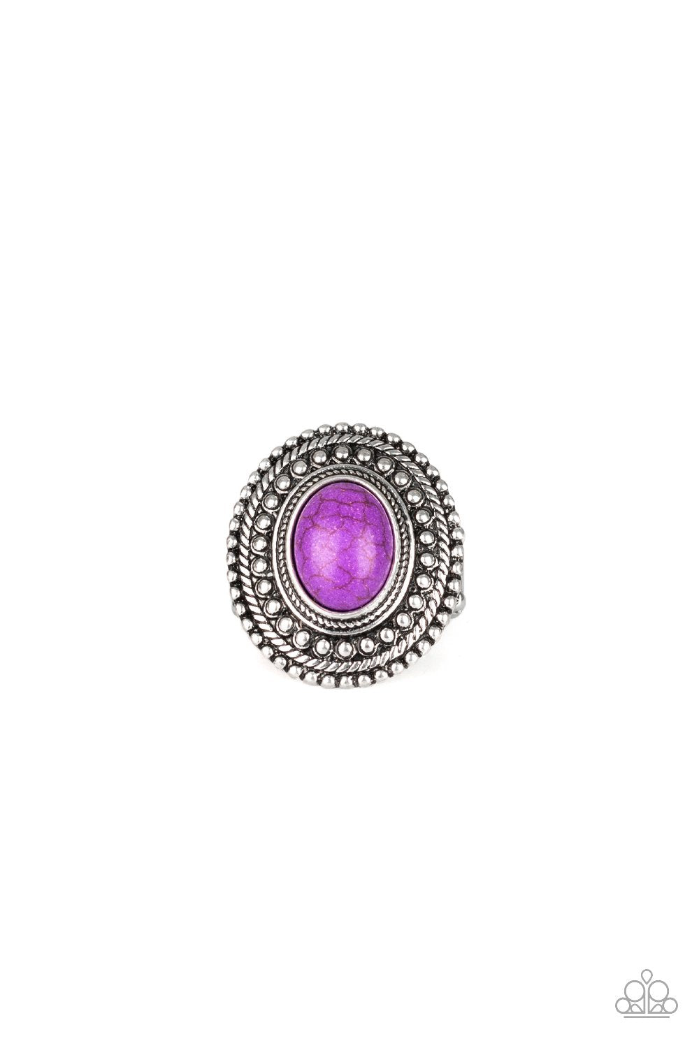 Terra Terrain Purple Stone and Silver Ring - Paparazzi Accessories- lightbox - CarasShop.com - Paparazzi Jewelry by Cara Jewels