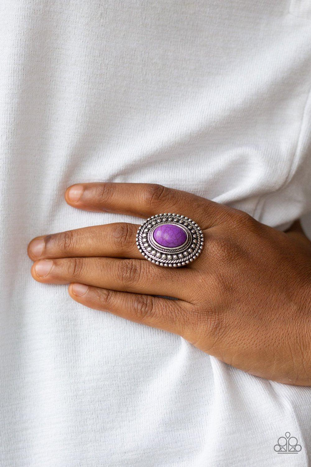 Terra Terrain Purple Stone and Silver Ring - Paparazzi Accessories- lightbox - CarasShop.com - Paparazzi Jewelry by Cara Jewels