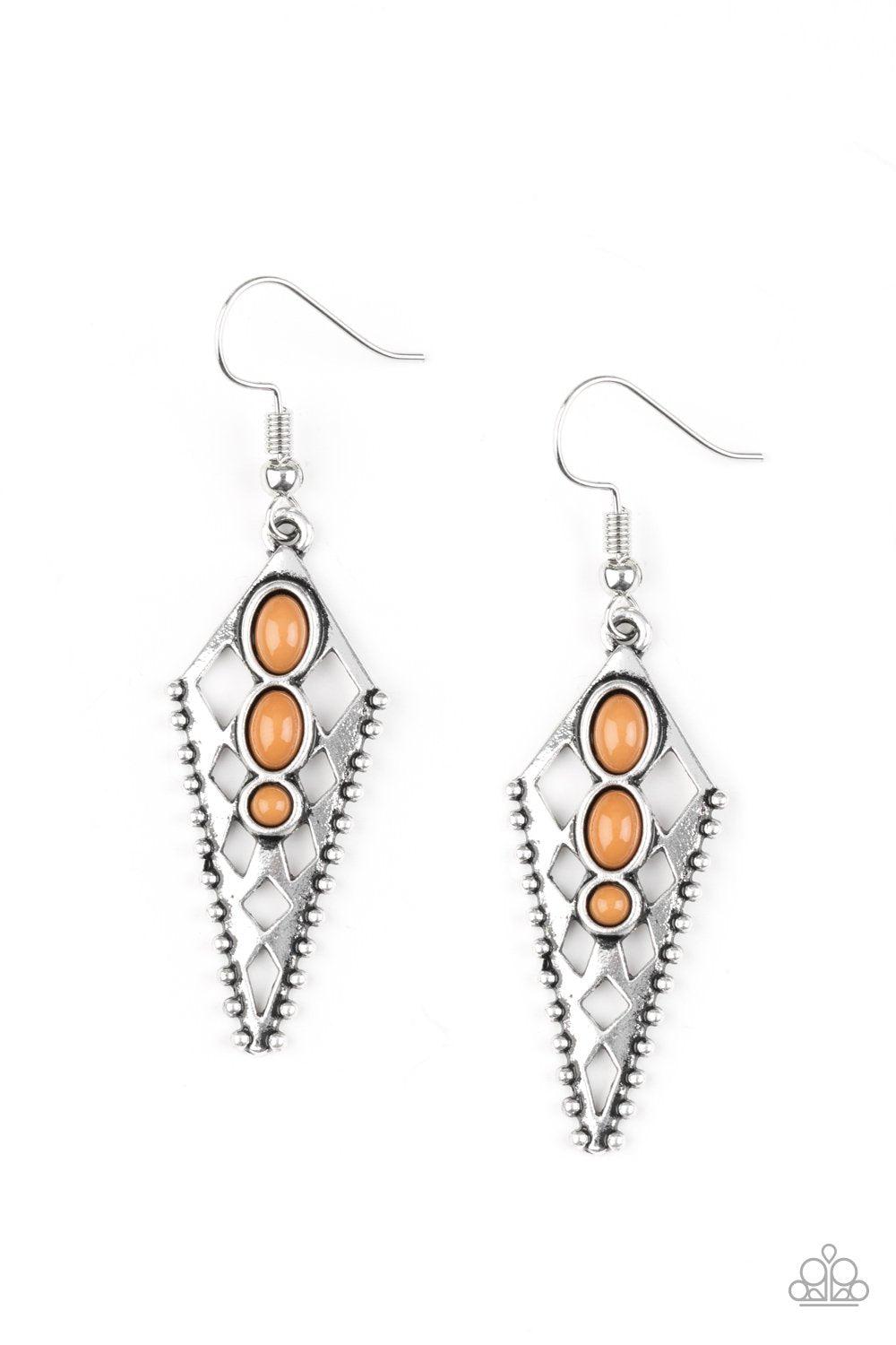 Terra Territory Brown and Silver Earrings - Paparazzi Accessories- lightbox - CarasShop.com - Paparazzi Jewelry by Cara Jewels