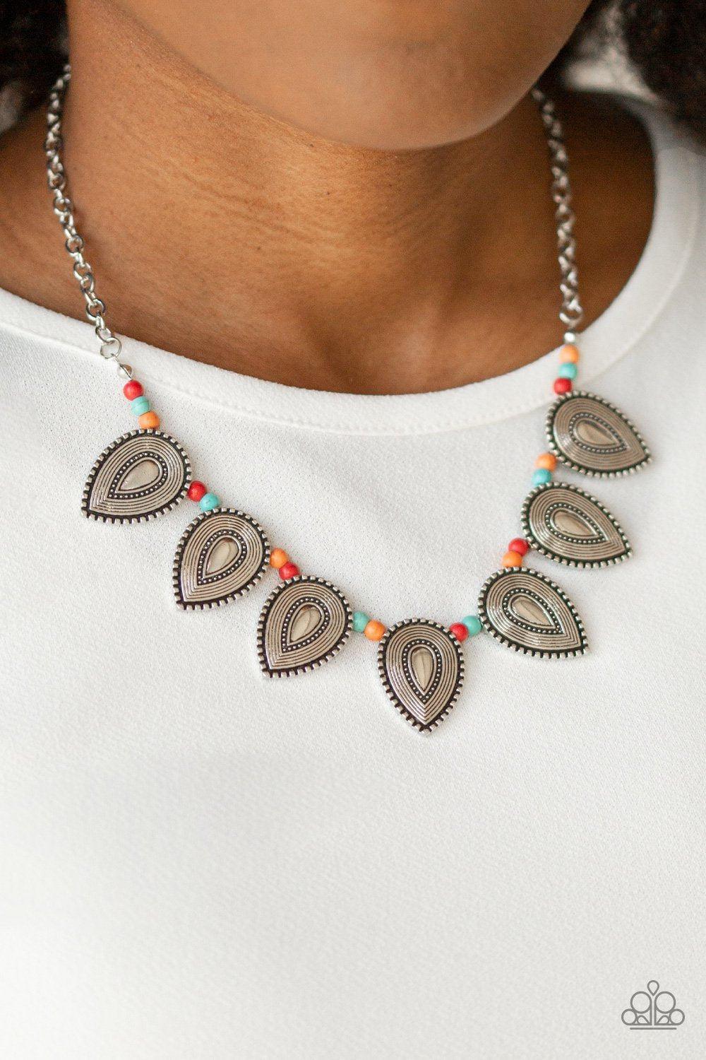 Terra Trailblazer Multicolor Stone and Silver Necklace - Paparazzi Accessories- lightbox - CarasShop.com - Paparazzi Jewelry by Cara Jewels