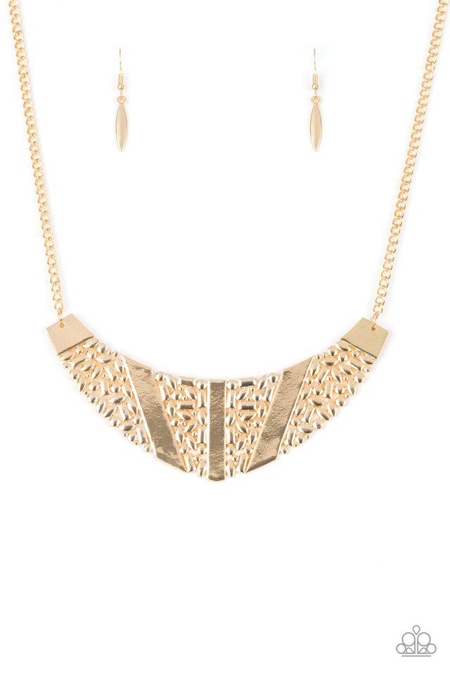 Terra Trailbreaker Gold Necklace - Paparazzi Accessories- lightbox - CarasShop.com - Paparazzi Jewelry by Cara Jewels