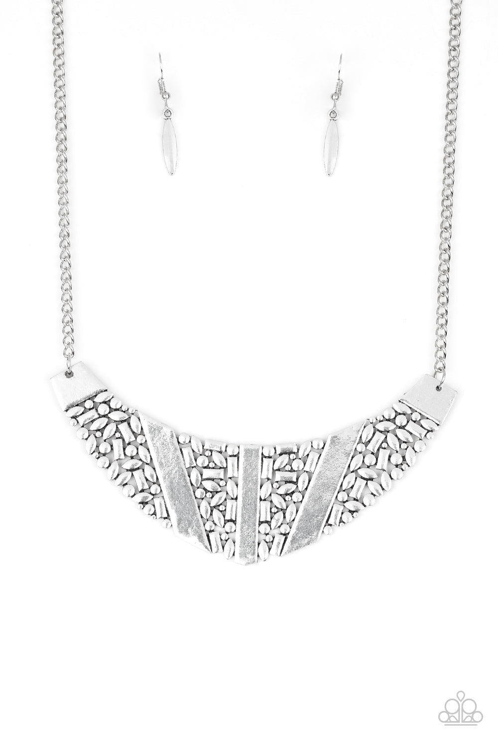 Terra Trailbreaker Silver Necklace - Paparazzi Accessories- lightbox - CarasShop.com - Paparazzi Jewelry by Cara Jewels