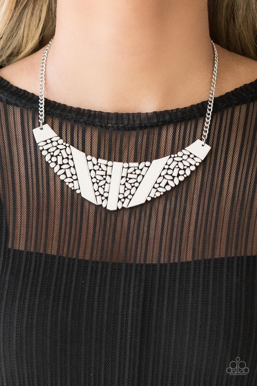 Terra Trailbreaker Silver Necklace - Paparazzi Accessories- lightbox - CarasShop.com - Paparazzi Jewelry by Cara Jewels