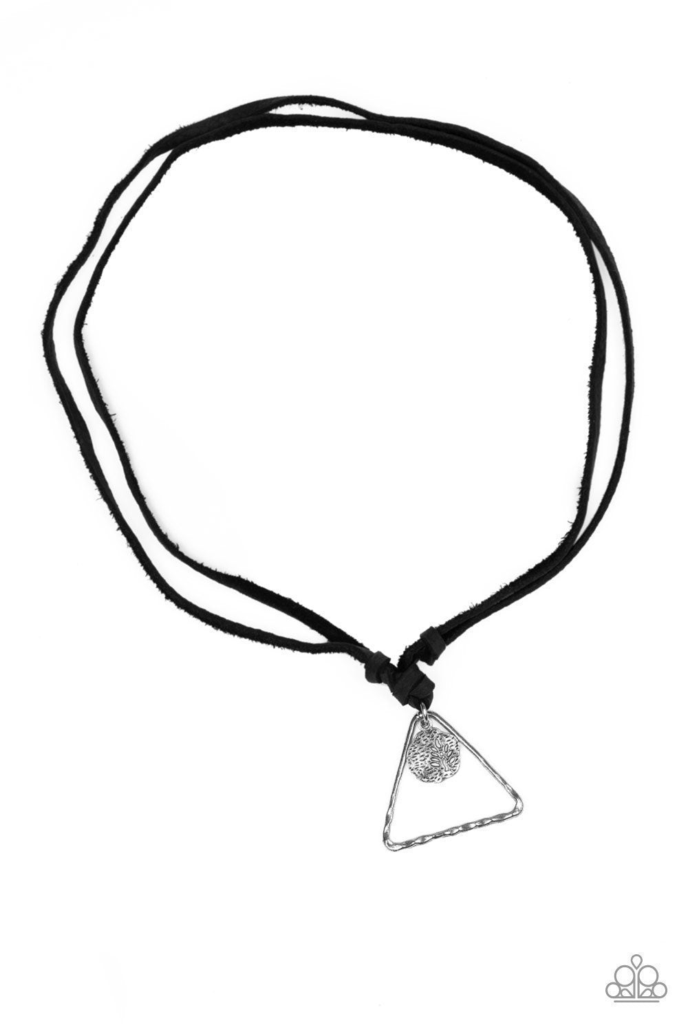 Terra Traverse Black and Silver Urban Necklace - Paparazzi Accessories- on model - CarasShop.com - Paparazzi Jewelry by Cara Jewels