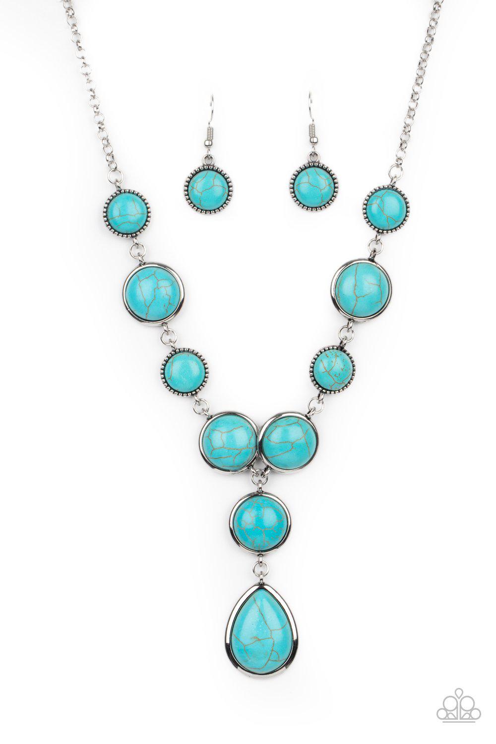 Terrestrial Trailblazer Turquoise Blue Stone Necklace - Paparazzi Accessories- lightbox - CarasShop.com - Paparazzi Jewelry by Cara Jewels