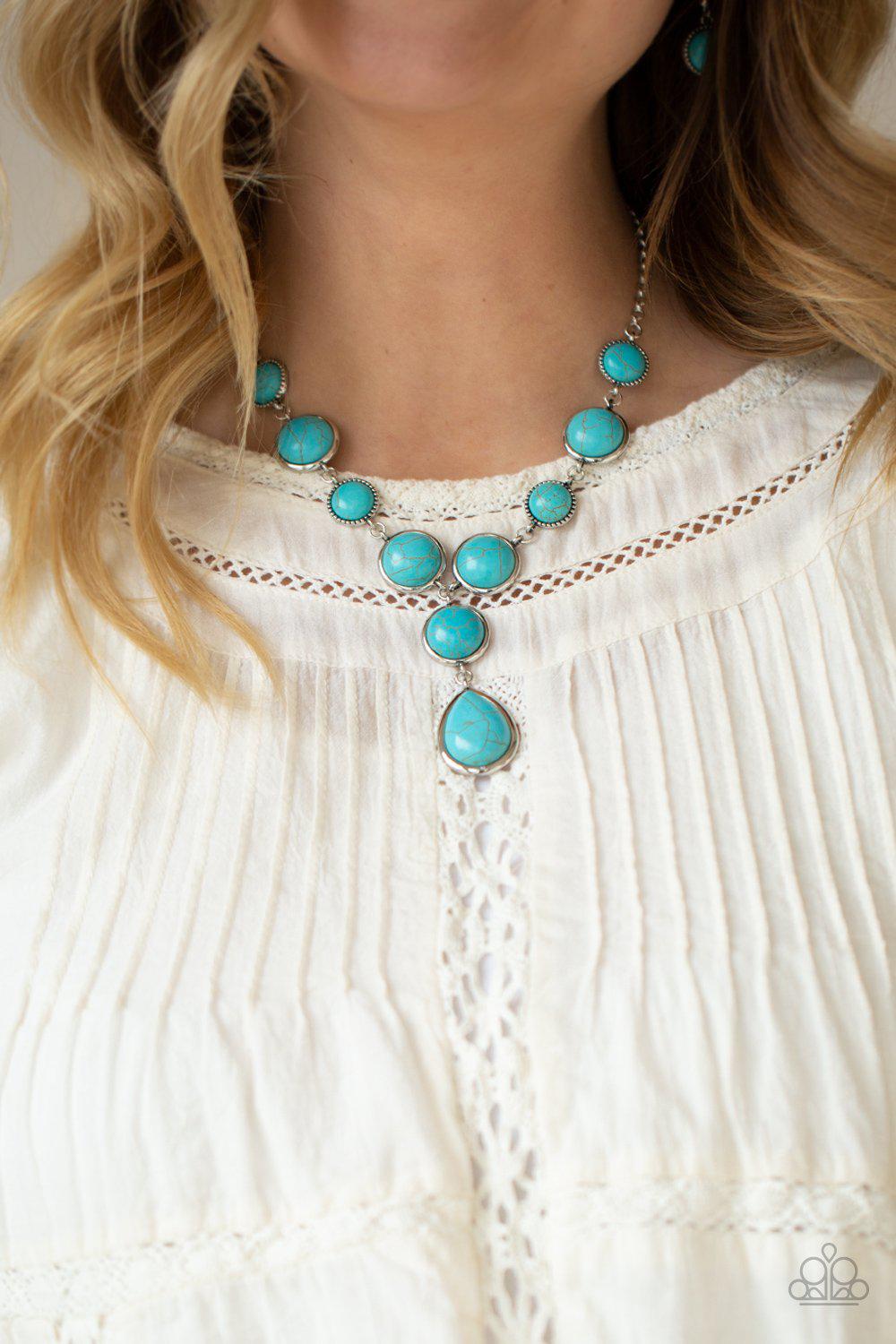 Terrestrial Trailblazer Turquoise Blue Stone Necklace - Paparazzi Accessories- lightbox - CarasShop.com - Paparazzi Jewelry by Cara Jewels