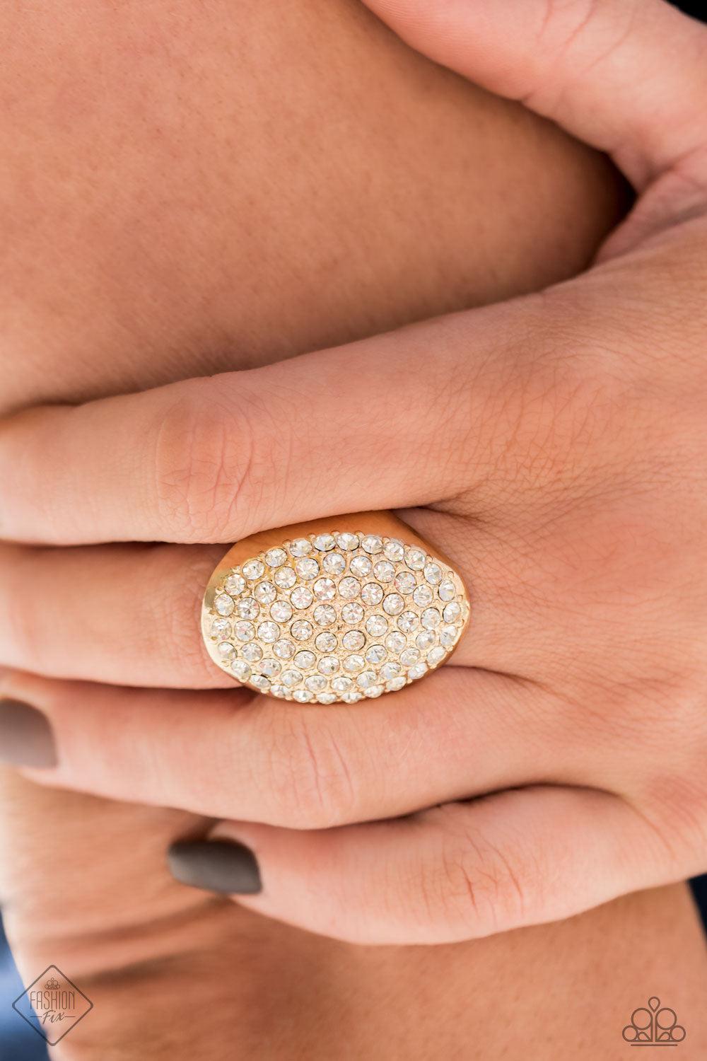 Test Your Luxe Gold Ring - Paparazzi Accessories- on model - CarasShop.com - Paparazzi Jewelry by Cara Jewels