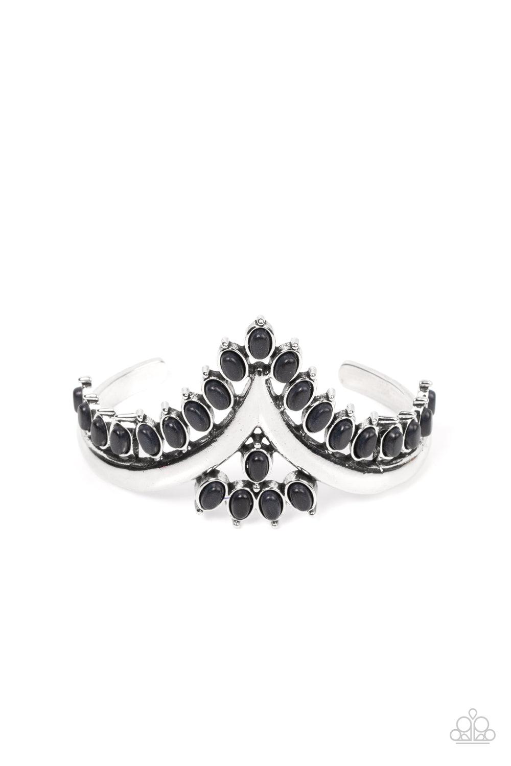 Teton Tiara Black Stone Cuff Bracelet - Paparazzi Accessories- lightbox - CarasShop.com - Paparazzi Jewelry by Cara Jewels