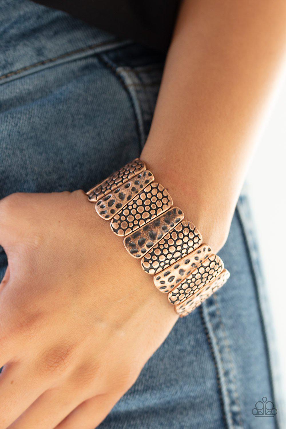 Texture Takedown Copper Bracelet - Paparazzi Accessories- lightbox - CarasShop.com - Paparazzi Jewelry by Cara Jewels