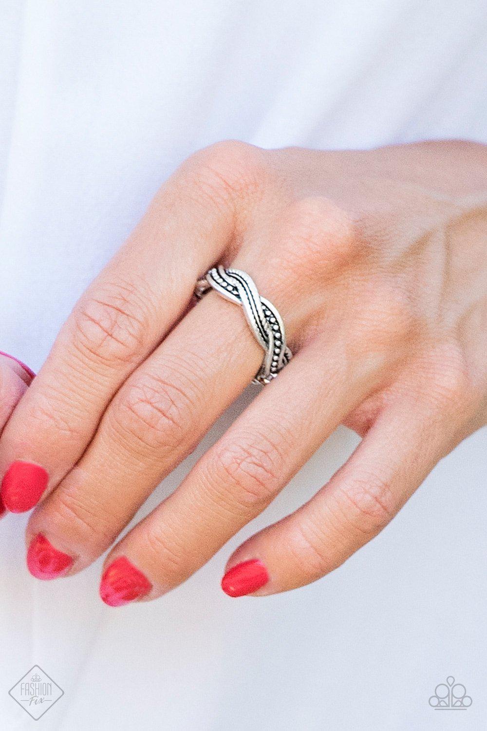 Texture Tango Silver Ring - Paparazzi Accessories- on model - CarasShop.com - Paparazzi Jewelry by Cara Jewels