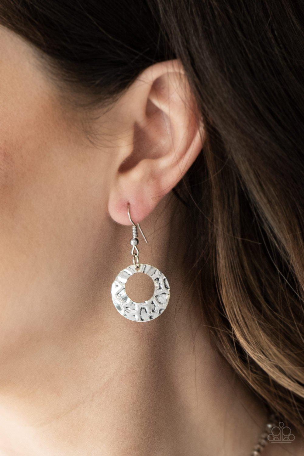 Texture Trio Silver Necklace - Paparazzi Accessories - free matching earrings -CarasShop.com - Paparazzi Jewelry by Cara Jewels