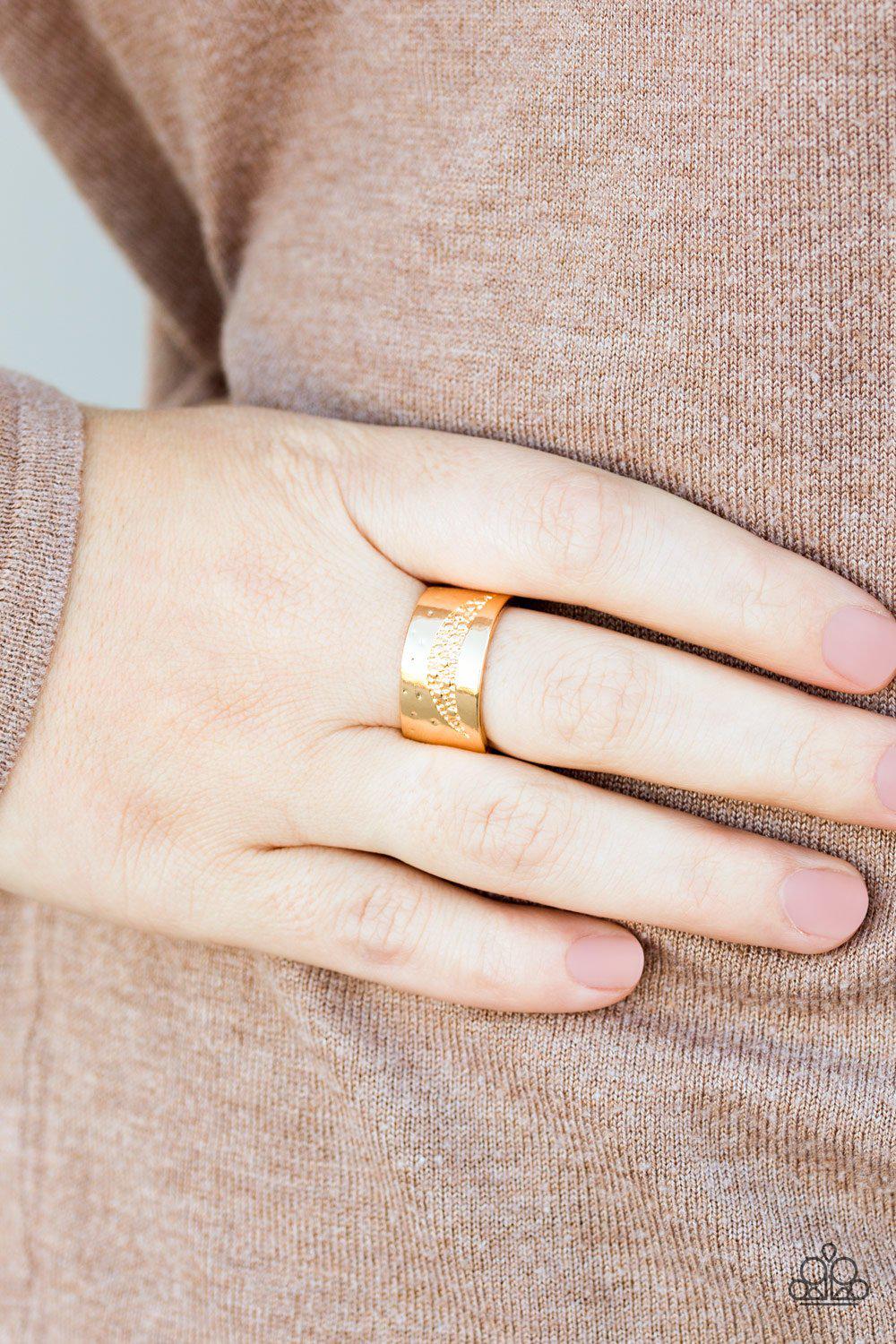 Texture Trip Gold Ring - Paparazzi Accessories- lightbox - CarasShop.com - Paparazzi Jewelry by Cara Jewels
