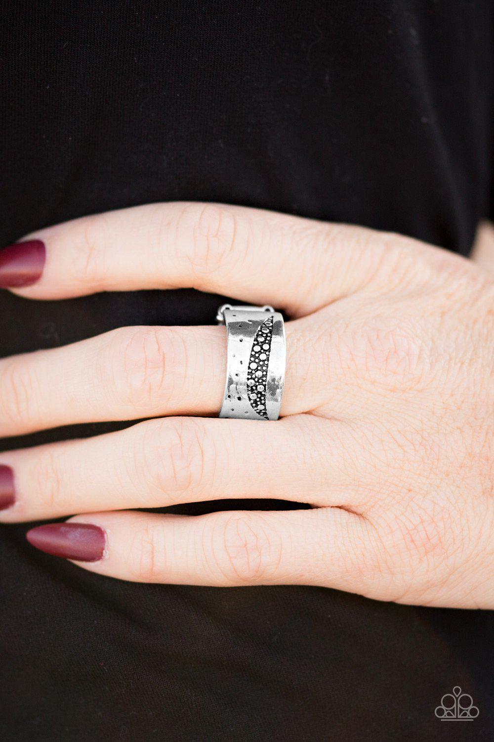 Texture Trip Silver Ring - Paparazzi Accessories- lightbox - CarasShop.com - Paparazzi Jewelry by Cara Jewels