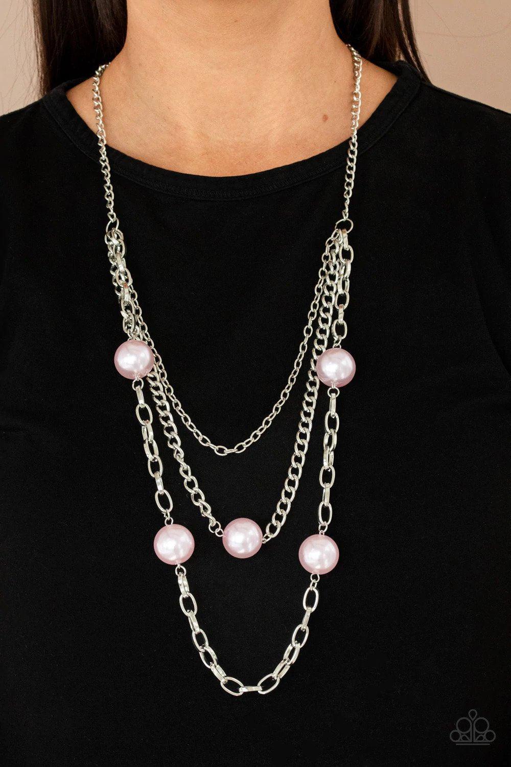 Thanks For The Compliment Pink Necklace - Paparazzi Accessories- on model - CarasShop.com - Paparazzi Jewelry by Cara Jewels