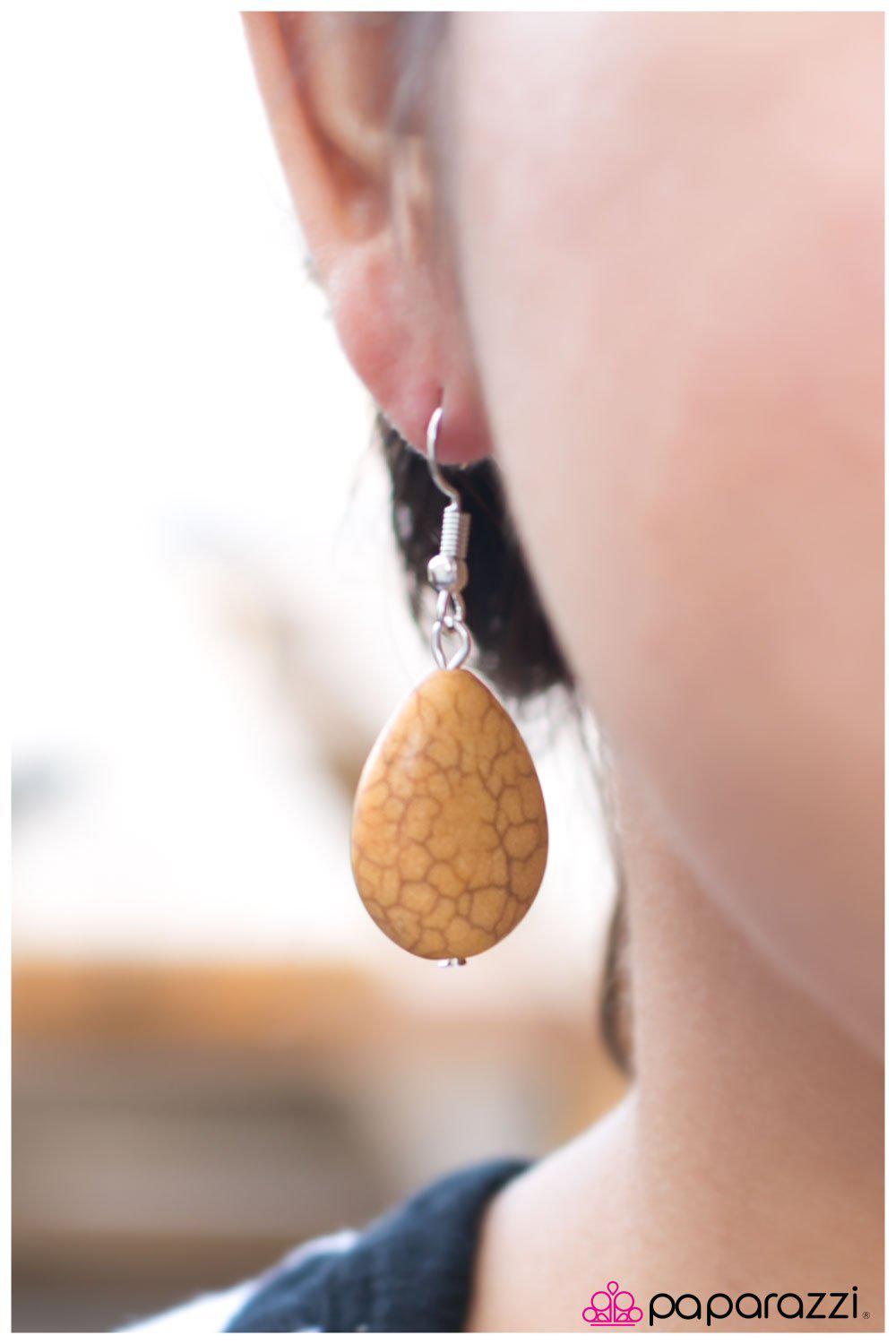 The 5th Element Yellow Stone Earrings - Paparazzi Accessories- lightbox - CarasShop.com - Paparazzi Jewelry by Cara Jewels