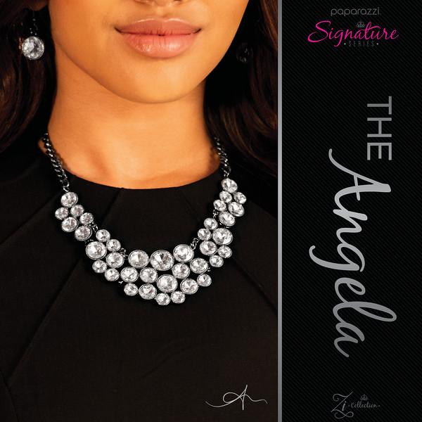 The Angela 2018 Zi Signature Collection Necklace and matching Earrings - Paparazzi Accessories- on model - CarasShop.com - Paparazzi Jewelry by Cara Jewels