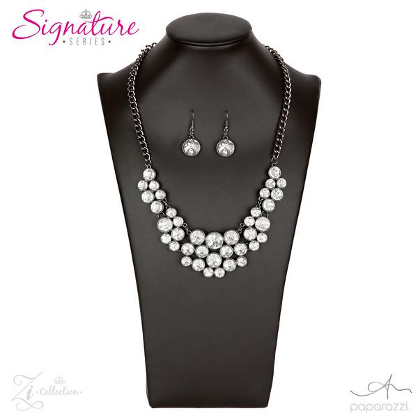 The Angela 2018 Zi Signature Collection Necklace and matching Earrings - Paparazzi Accessories- on model - CarasShop.com - Paparazzi Jewelry by Cara Jewels