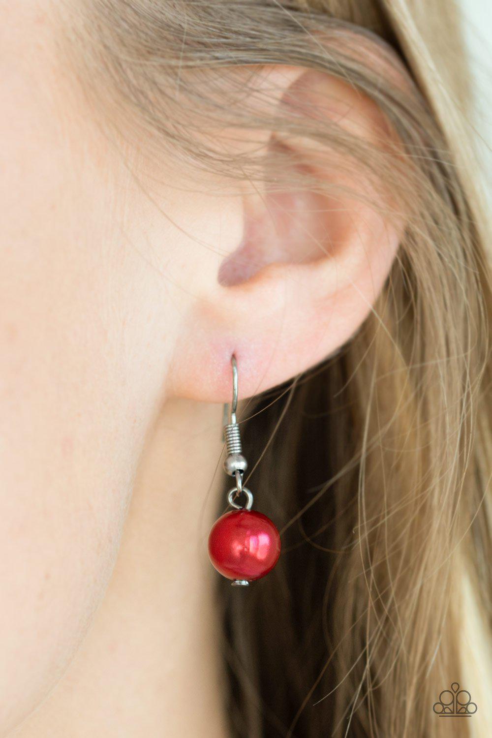 The Big Leaguer Multi - Red, Hematite and Gunmetal Pearl Necklace - Paparazzi Accessories - free matching earrings -CarasShop.com - Paparazzi Jewelry by Cara Jewels