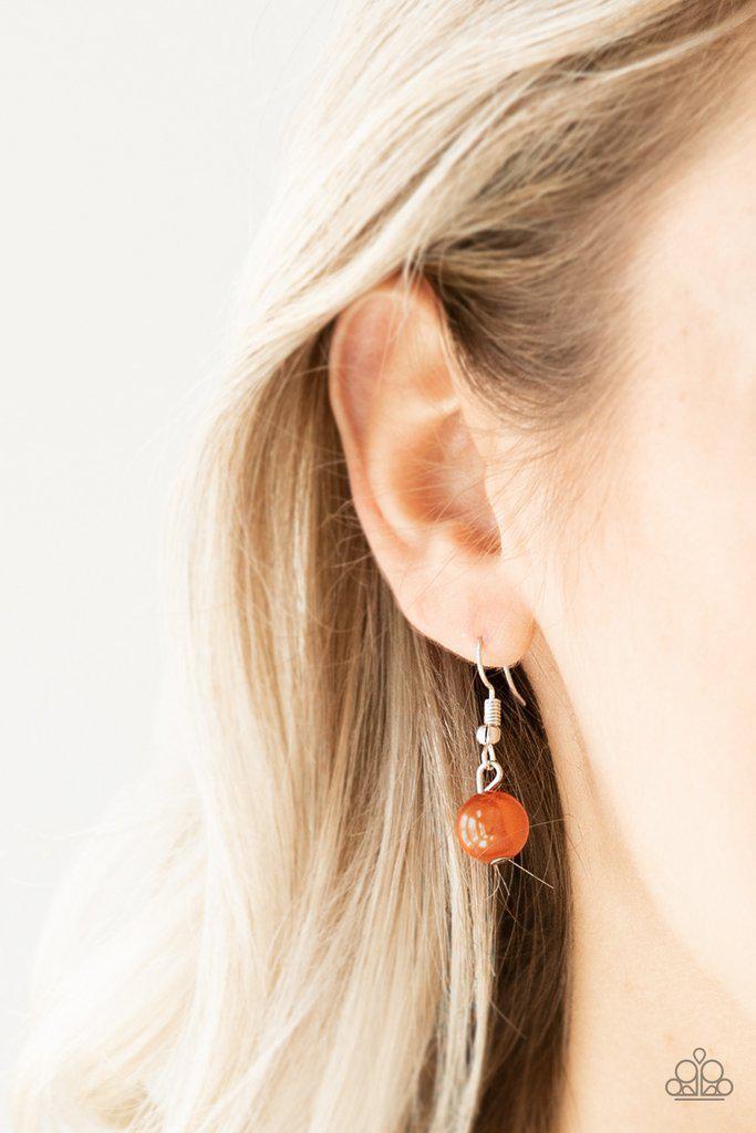 The Big Leaguer Orange and Silver Necklace - Paparazzi Accessories-CarasShop.com - Paparazzi Jewelry by Cara Jewels