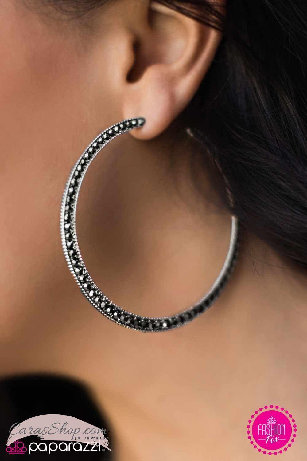The Big Leagues - Silver Hematite Hoop Earrings - Paparazzi Accessories- lightbox - CarasShop.com - Paparazzi Jewelry by Cara Jewels