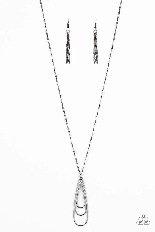 The Big Three Gunmetal Black Necklace - Paparazzi Accessories- lightbox - CarasShop.com - Paparazzi Jewelry by Cara Jewels