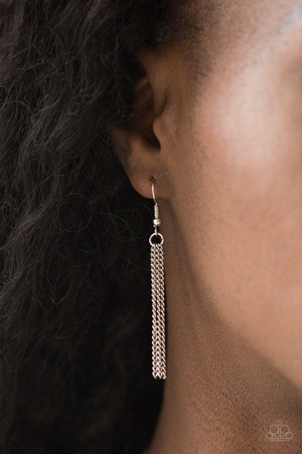 The Big Three Silver Necklace - Paparazzi Accessories - free matching earrings -CarasShop.com - Paparazzi Jewelry by Cara Jewels