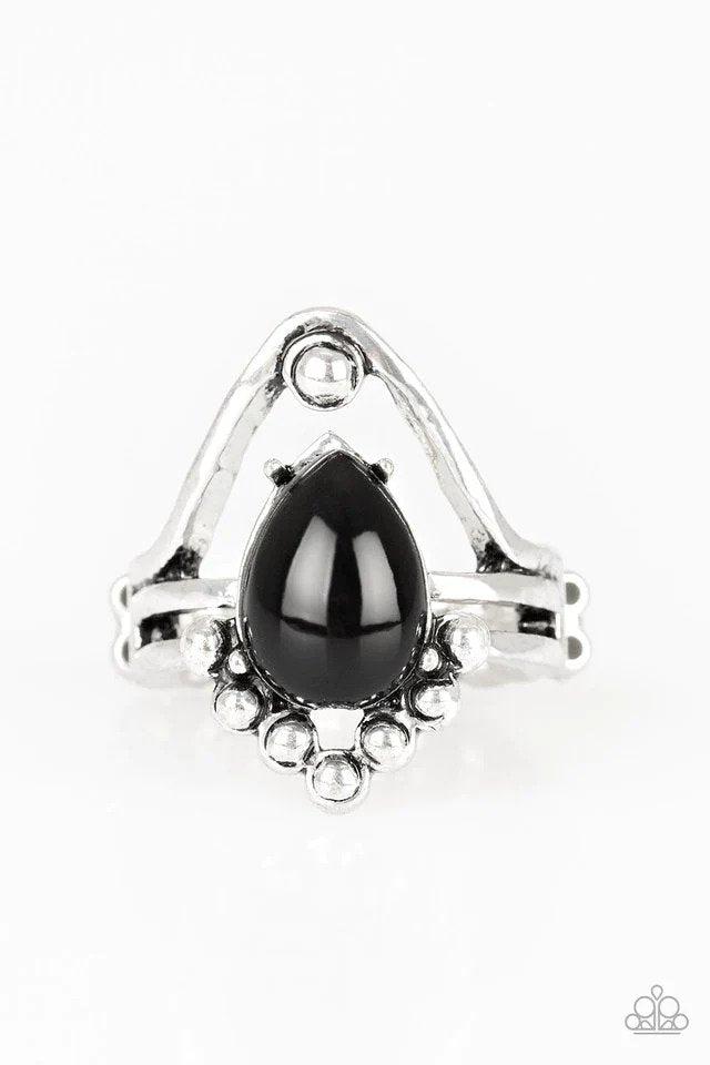 The Bold and The BEAD-iful Black Ring - Paparazzi Accessories- lightbox - CarasShop.com - Paparazzi Jewelry by Cara Jewels