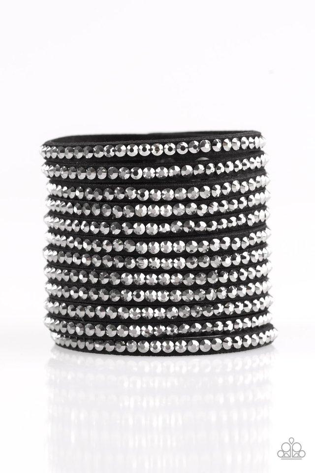 The Boss Is Back Black and Hematite Urban Cuff Wrap Snap Bracelet - Paparazzi Accessories- lightbox - CarasShop.com - Paparazzi Jewelry by Cara Jewels