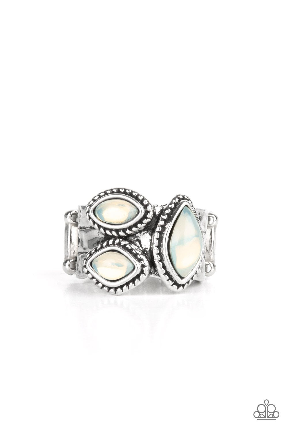 The Charisma Collector Dewy White Ring - Paparazzi Accessories- lightbox - CarasShop.com - Paparazzi Jewelry by Cara Jewels