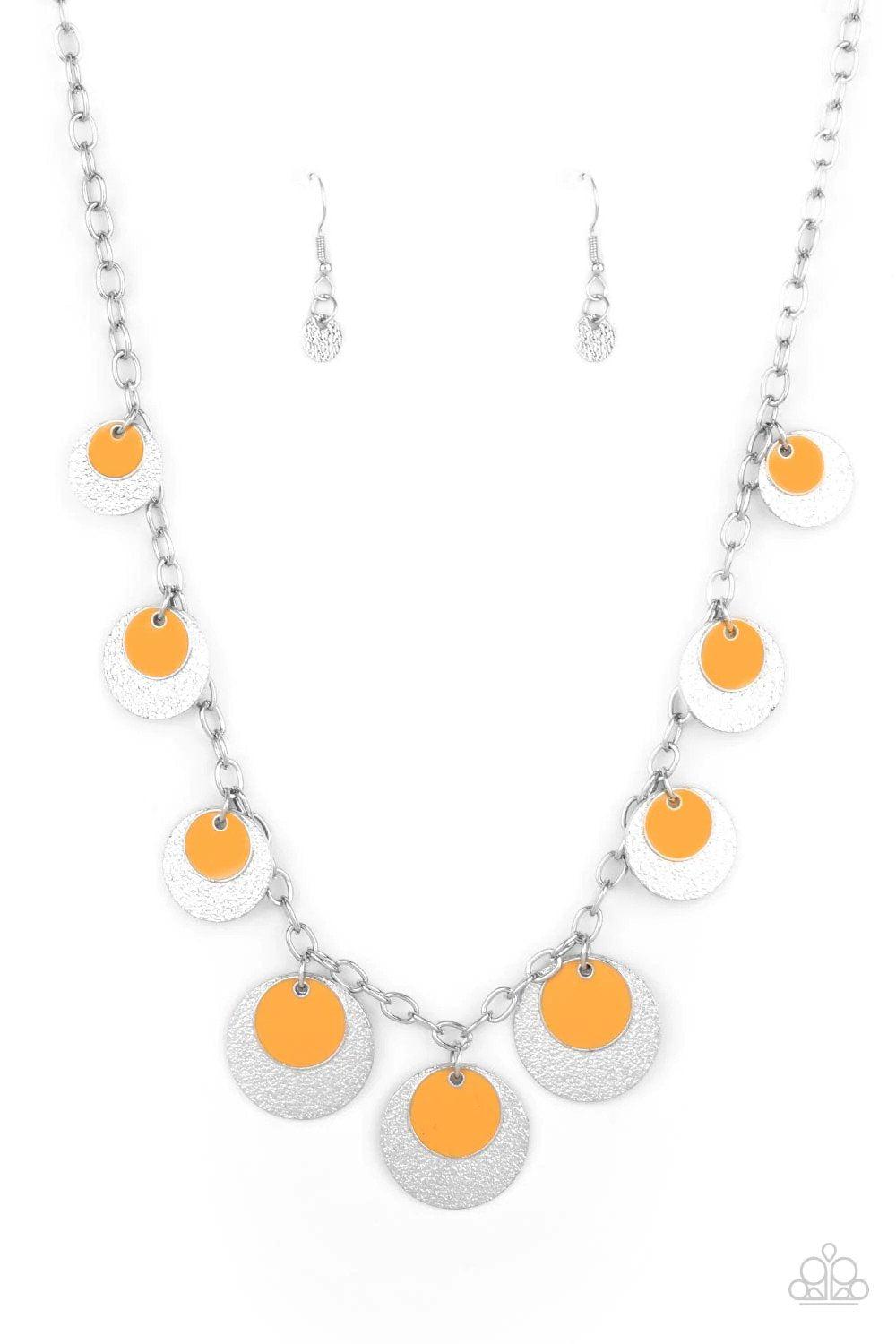 The Cosmos Are Calling Orange Necklace - Paparazzi Accessories- lightbox - CarasShop.com - Paparazzi Jewelry by Cara Jewels