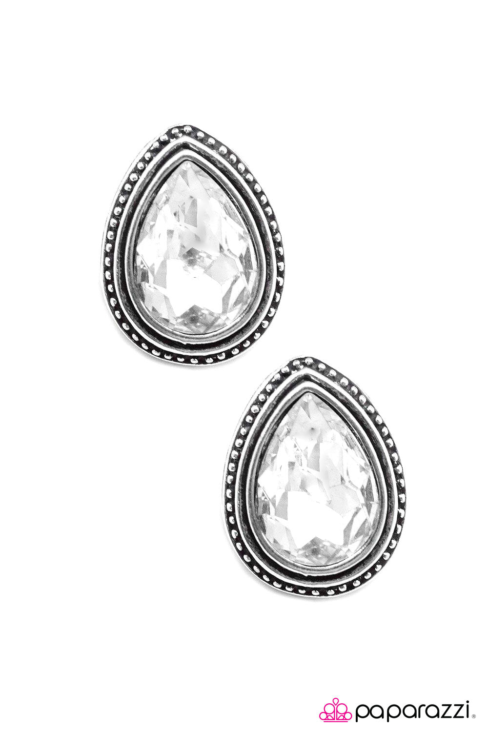 The Deluxe White Earrings - Paparazzi Accessories- lightbox - CarasShop.com - Paparazzi Jewelry by Cara Jewels