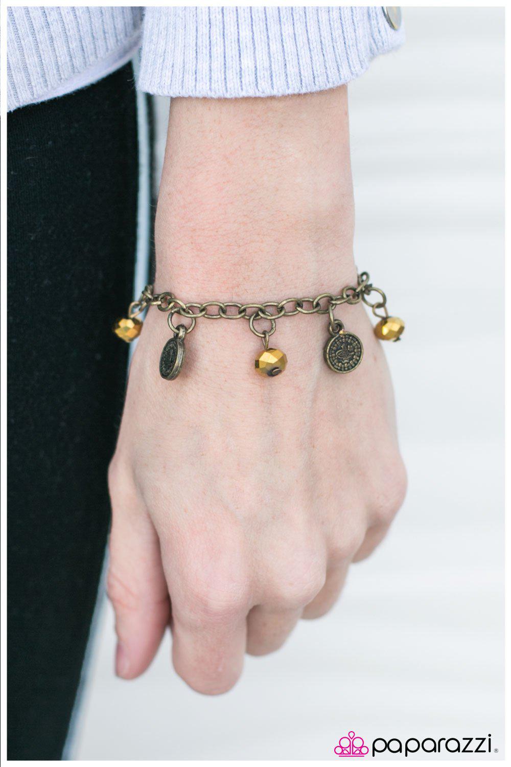 The Euro Brass Bracelet - Paparazzi Accessories- on model - CarasShop.com - Paparazzi Jewelry by Cara Jewels
