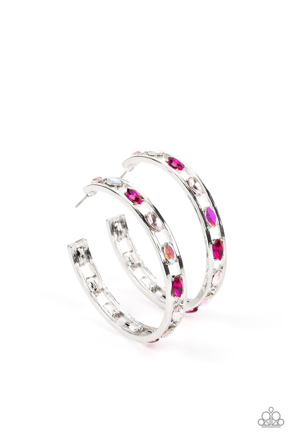 The Gem Fairy Pink Hoop Earrings - Paparazzi Accessories- lightbox - CarasShop.com - Paparazzi Jewelry by Cara Jewels