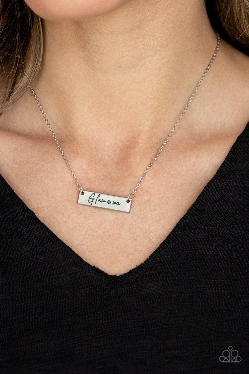 The GLAM-ma Silver and Hematite Necklace - Paparazzi Accessories- lightbox - CarasShop.com - Paparazzi Jewelry by Cara Jewels