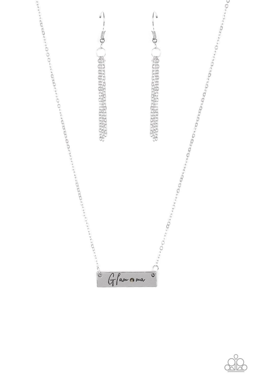 The GLAM-ma Silver and Hematite Necklace - Paparazzi Accessories- on model - CarasShop.com - Paparazzi Jewelry by Cara Jewels
