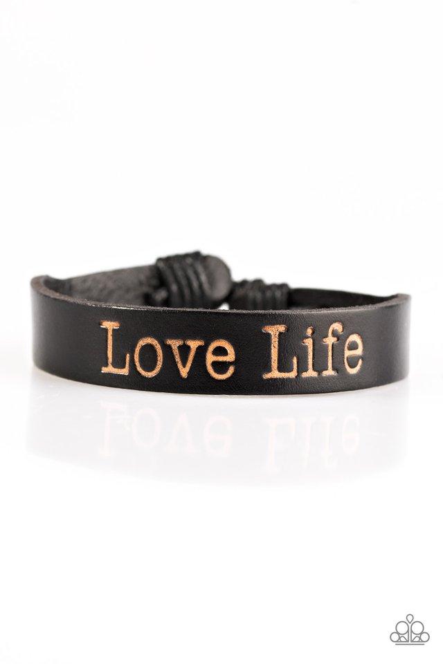 The Good Life Black 'Love Life' Urban Bracelet - Paparazzi Accessories- on model - CarasShop.com - Paparazzi Jewelry by Cara Jewels