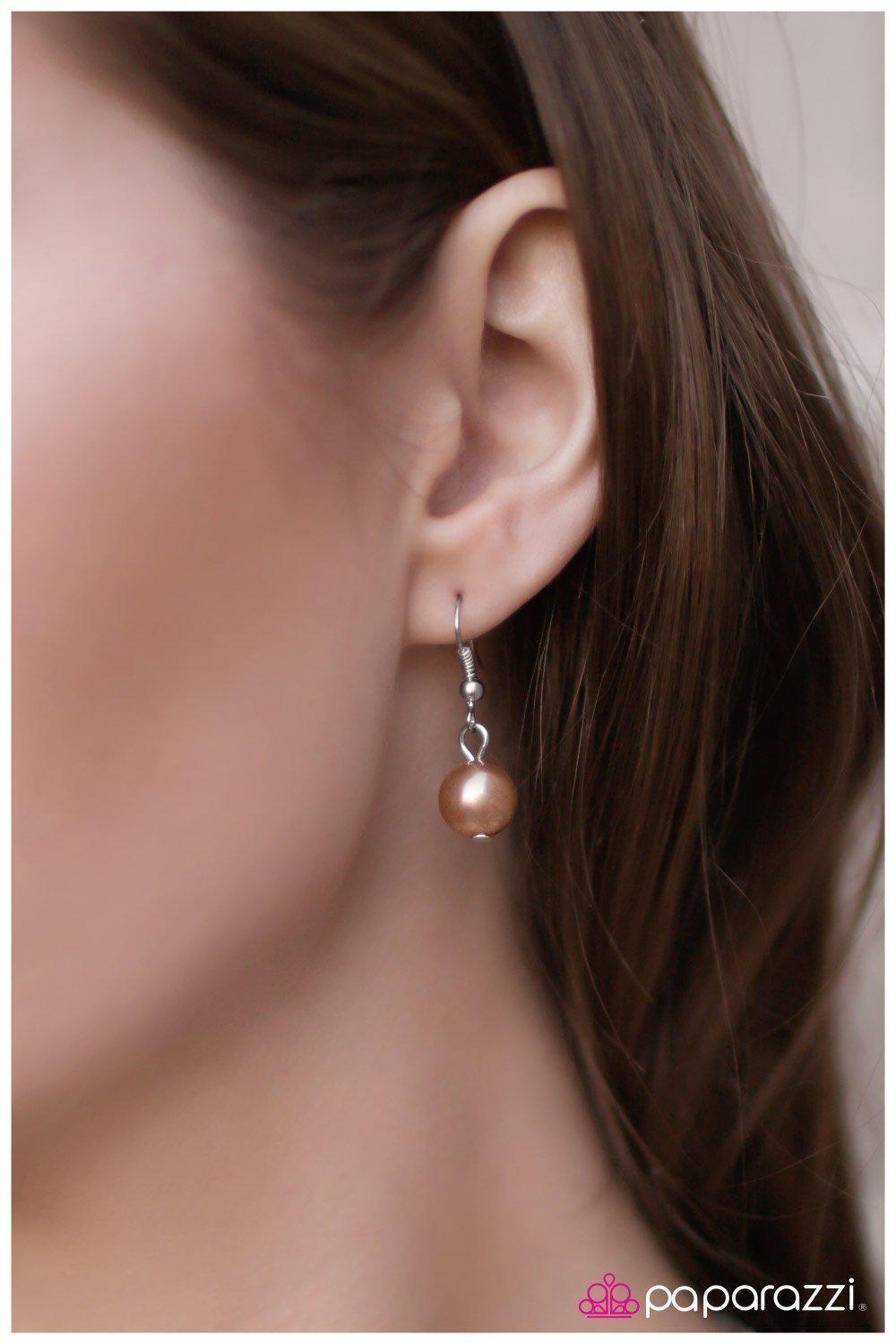 The Grand Banquet Brown Pearl Necklace - Paparazzi Accessories - free matching earrings -CarasShop.com - Paparazzi Jewelry by Cara Jewels